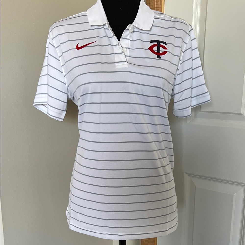 NWOT Nike Minnesota Twins Dri-Fit Striped Polo Shirt Size M